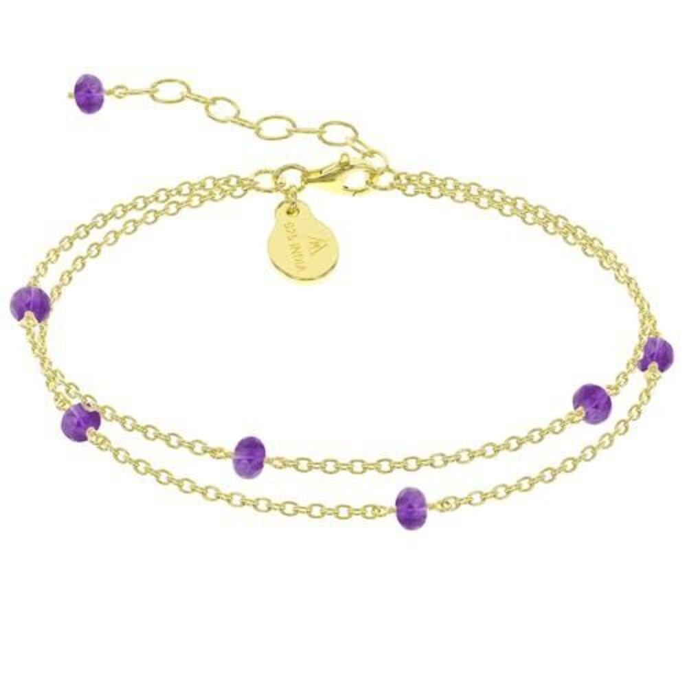 2687 Amethyst Bracelet , Certified 925 Sterling Silver with Plated 18K Gold